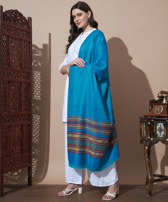 MYLES Wool Striped Women Shawl(Blue)