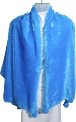 Saba Fur, Polyester Wool Blend Solid Women Shawl(Blue)