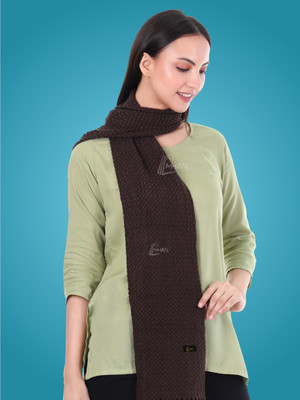 MHAX Wool Self Design Women Shawl(Brown)