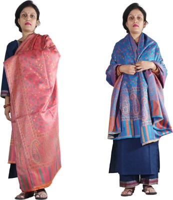 BE SWADESHI Wool Printed Women Shawl(Orange)