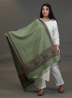 SHIFNEEN Acrylic Self Design Women Shawl(Light Green)