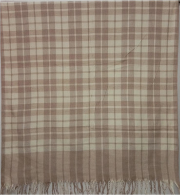 KASHMIRI TREND Wool Checkered Men Shawl(Beige)
