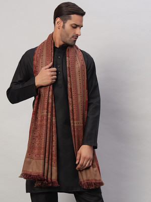 Ravaiyaa - Attitude Is Everything Wool Woven Men Shawl(Brown)