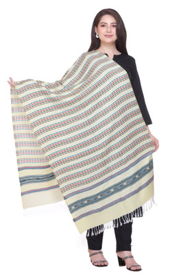 MANBHAV Acrylic Checkered Women Shawl(White)