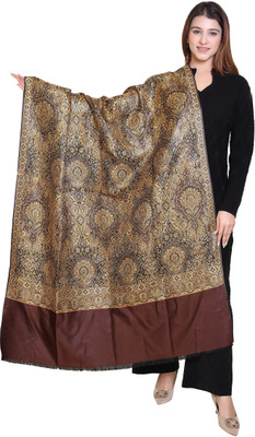 CHOUDHARYRETAILS Polyester Wool Blend Printed Women Shawl(Brown)
