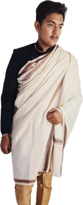 HouseOfCommon Wool Striped Women Shawl(White)