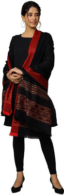 Braid N Cord Polyester Wool Blend Applique Women Shawl(Black)