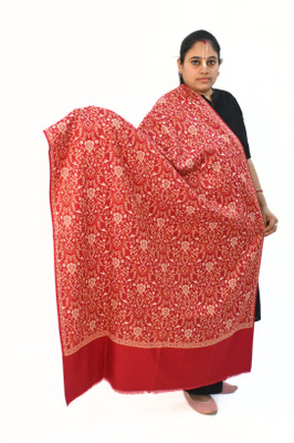Vrinde Wool Applique Women Shawl(Maroon)