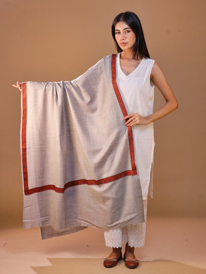 swi stylish Wool Solid Women Shawl(Grey)