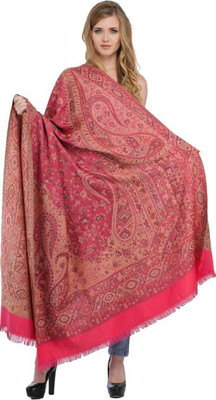 CHOUDHARYRETAILS Wool Embroidered Women Shawl(Pink)