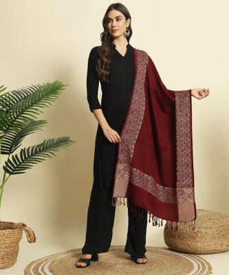 HEMLOCK Wool Self Design Women Shawl(Multicolor)