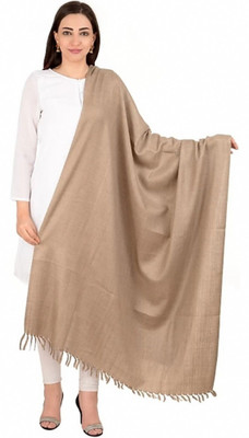 CHOUDHARYRETAILS Wool Solid Women Shawl(Beige)