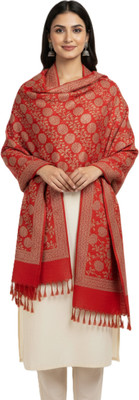 Kti Viscose, Acrylic Printed Women Shawl(Red)