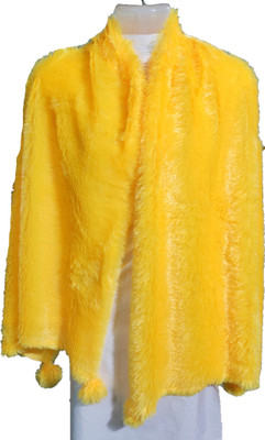 Saba Fur, Polyester Wool Blend Solid Women Shawl(Yellow)