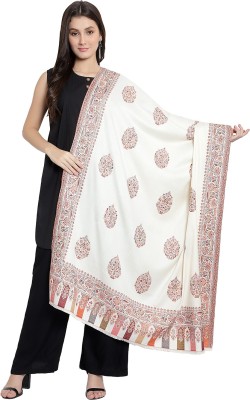 Mizash Wool Woven Women Shawl(White)