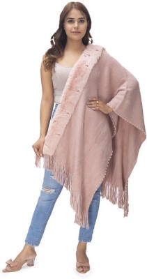 Life and style Wool Solid Women Shawl(Pink)