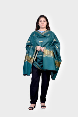 Allure Motifs Polyester Wool Blend Woven Men, Women Shawl(Blue)
