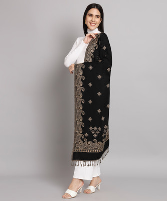 WILLEY Wool Woven Women Shawl(Black)