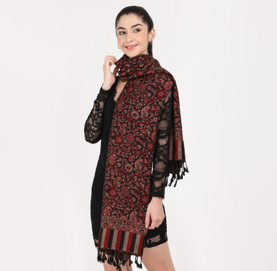 Cashmere Craft Viscose Floral Print Women Shawl(Red)