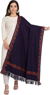 Braid N Cord Polyester Wool Blend Applique Women Shawl(Dark Blue)