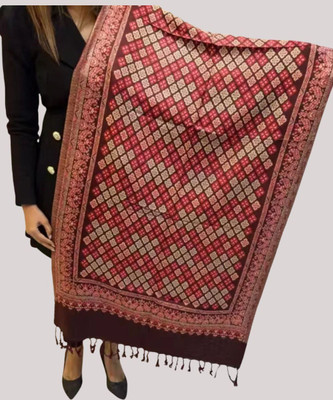 Retailmart Wool Self Design Women Shawl(Maroon)