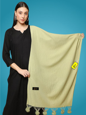 MHAX Wool Self Design Women Shawl(Green)