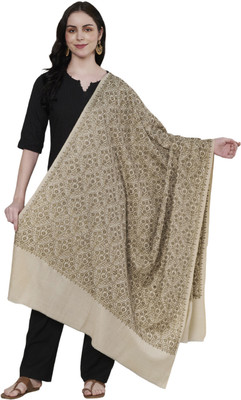 MUFFLY Wool Embroidered Women Shawl(Beige)