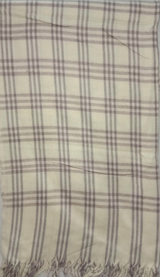 Royal-E-Kashmir Wool Self Design Women Shawl(White)