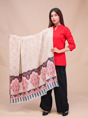 swi stylish Wool Woven Women Shawl(White)