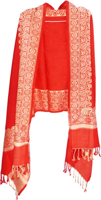 Collective Stitch Wool Floral Print Women Shawl(Red)