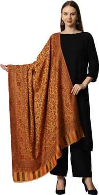 CHOUDHARYRETAILS Wool Floral Print Women Shawl(Beige)