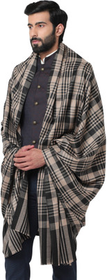 Royal-E-Kashmir Pashmina, Wool Checkered Men Shawl(Black)