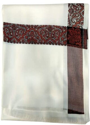 KASHMIR HANDLOOM Cashmere Self Design Men Shawl(White)