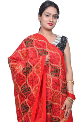 CHOUDHARYRETAILS Acrylic Embroidered Women Shawl(Red)