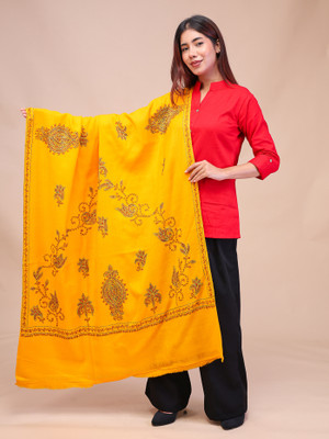 swi stylish Pashmina Woven Women Shawl(Yellow)