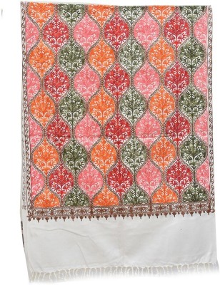 Royal-E-Kashmir Acrylic, Wool Self Design Women Shawl(White)