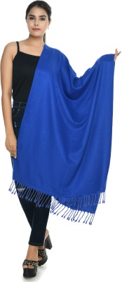 manra Wool Solid Women Shawl(Blue)