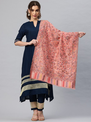 swi stylish Wool Printed Women Shawl(Pink)