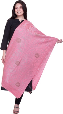 MANBHAV Wool Self Design Women Shawl(Pink)