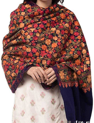 Radha Madhav Enterprise Wool Embroidered Women Shawl(Multicolor)