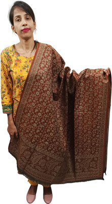 CHOUDHARYRETAILS Tussar Silk Self Design Women Shawl(Brown)