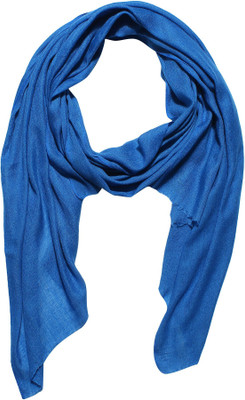 MUFFLY Wool Self Design Women Shawl(Blue)