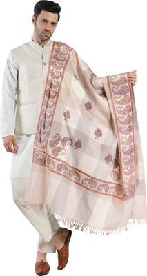 manra Wool Checkered Men Shawl(Beige)