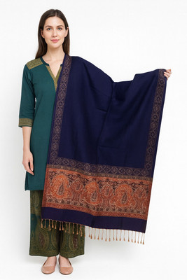 CHOUDHARYRETAILS Wool Self Design Women Shawl(Dark Blue)