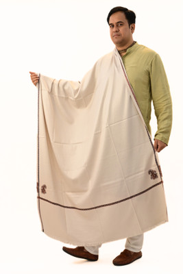 KAVIM Wool Self Design Men Shawl(Grey)