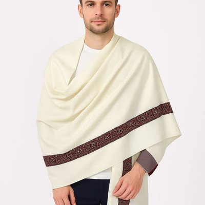 KTC Wool Woven Men Shawl(White)