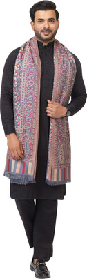 Pashgiri Poly Wool Floral Print Men Shawl(Grey)