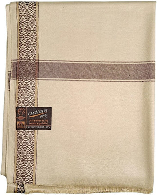 Bunkaartextiles Wool Solid Men Shawl(Beige)