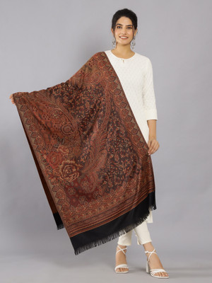 Ravaiyaa - Attitude Is Everything Wool Floral Print Women Shawl(Black)