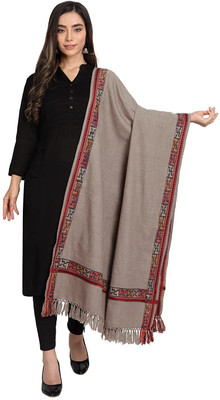 Braid N Cord Polyester Wool Blend Applique Women Shawl(Grey)